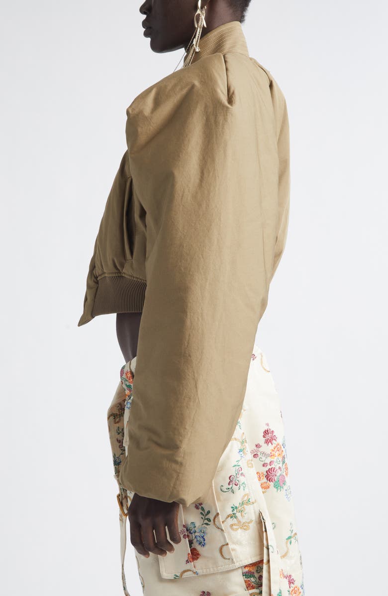 McQueen Crop Bomber Jacket, Alternate, color, Khaki