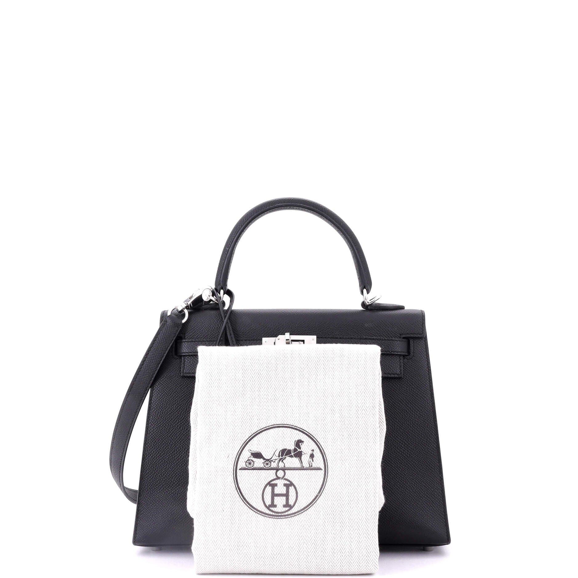 Pre-Owned Hermes Kelly Handbag Black Epsom with Palladium Hardware 25, Alternate, color, 