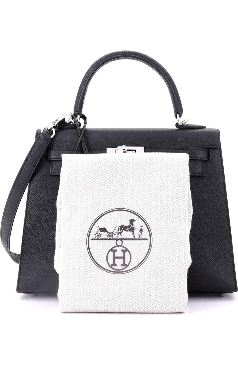 Pre-Owned Hermes Kelly Handbag Black Epsom with Palladium Hardware 25, Alternate, color,