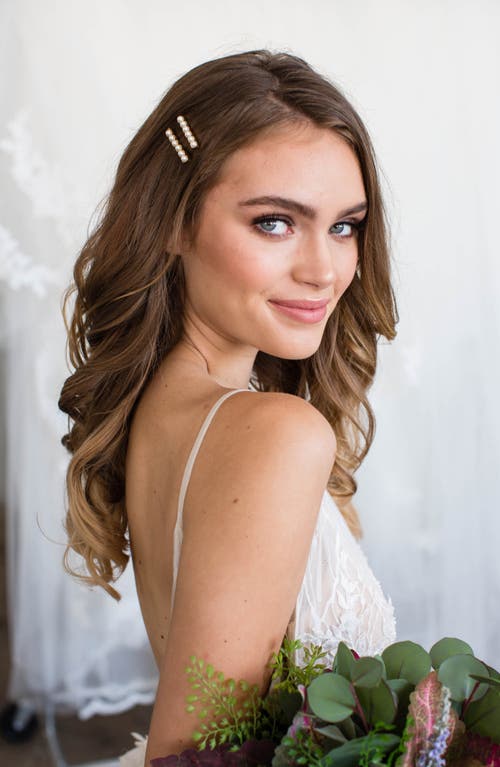 Brides And Hairpins Brides & Hairpins Iva Set Of 2 Imitation Pearl Bobby Pins In Gold