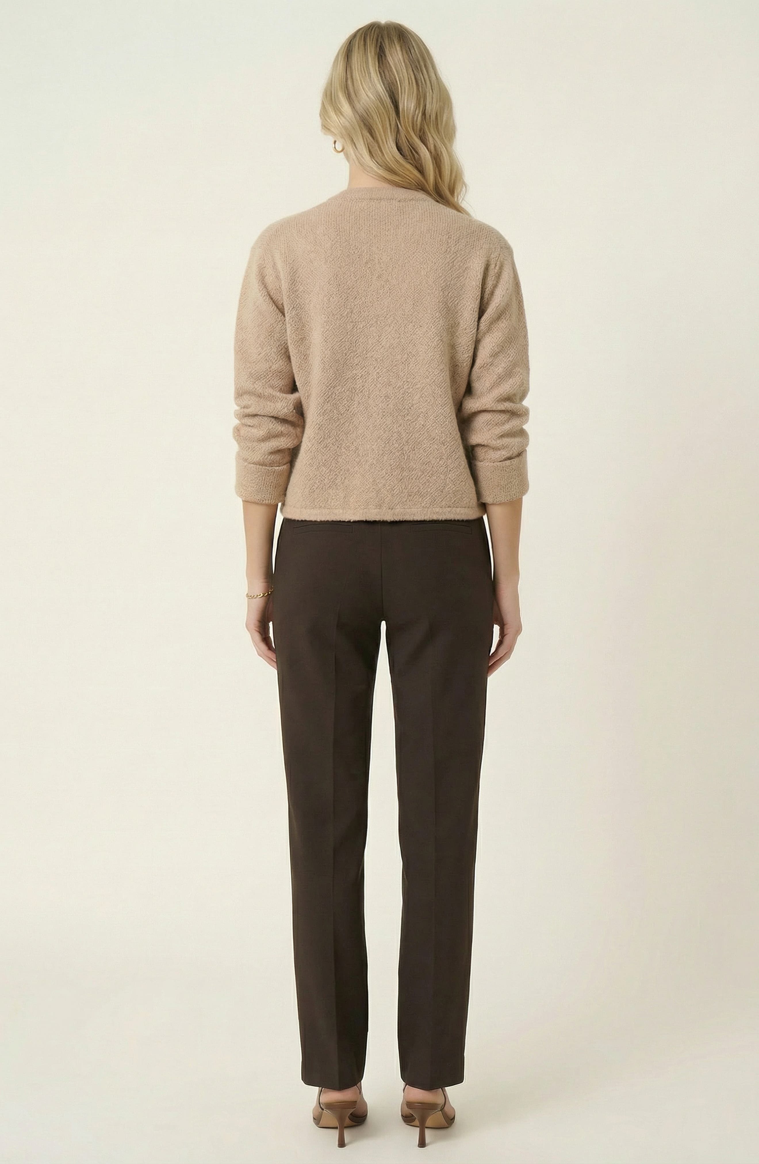 Textured Knit Gold Button-Front Patch-Pocket Cardigan - image 2