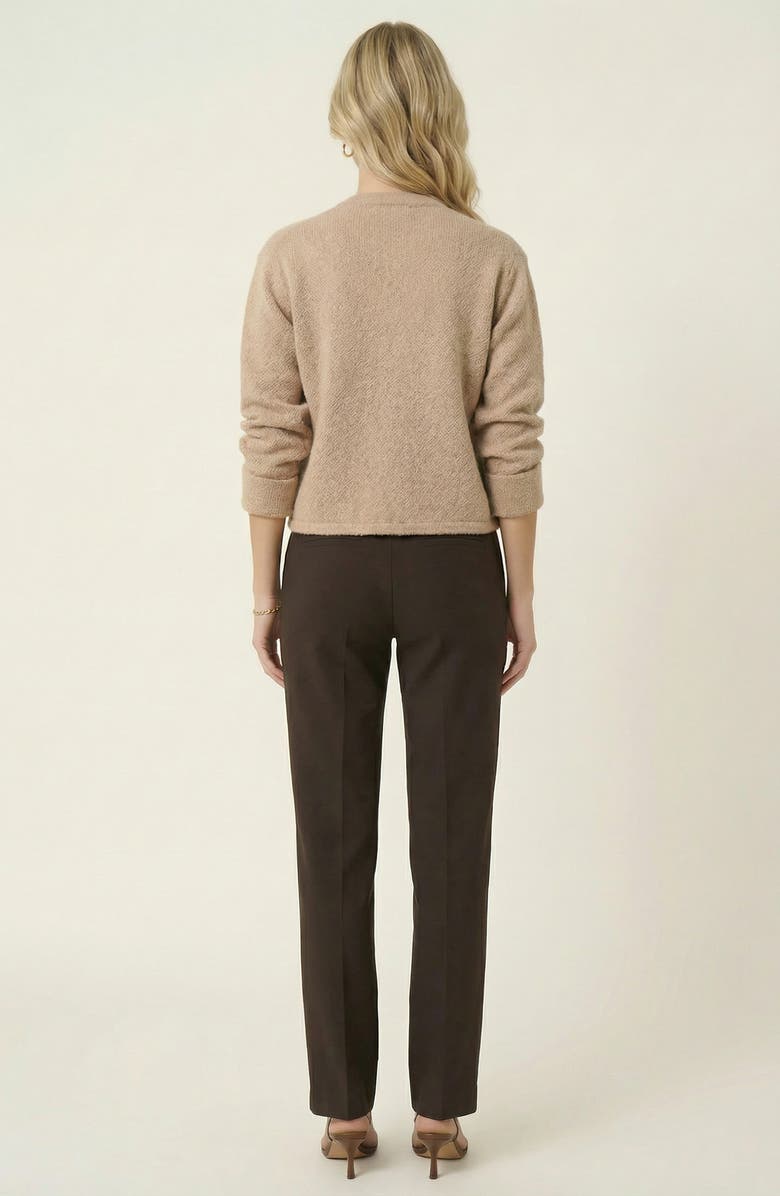 Modenaire Textured Knit Gold Button-Front Patch-Pocket Cardigan, Alternate, color, Beige