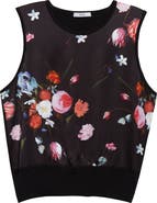 Erdem Floral Sleeveless Satin & Merino Wool Sweater