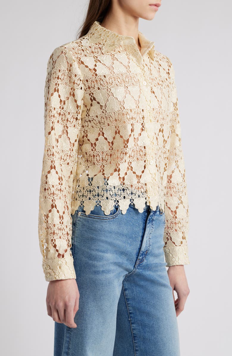 FRAME Lace Button-Up Shirt, Alternate, color,