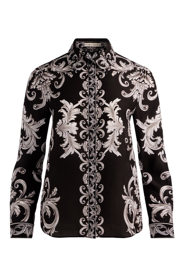 Willa Florentine Print Button-Up Shirt, Alternate, color, WINTERS TALE
