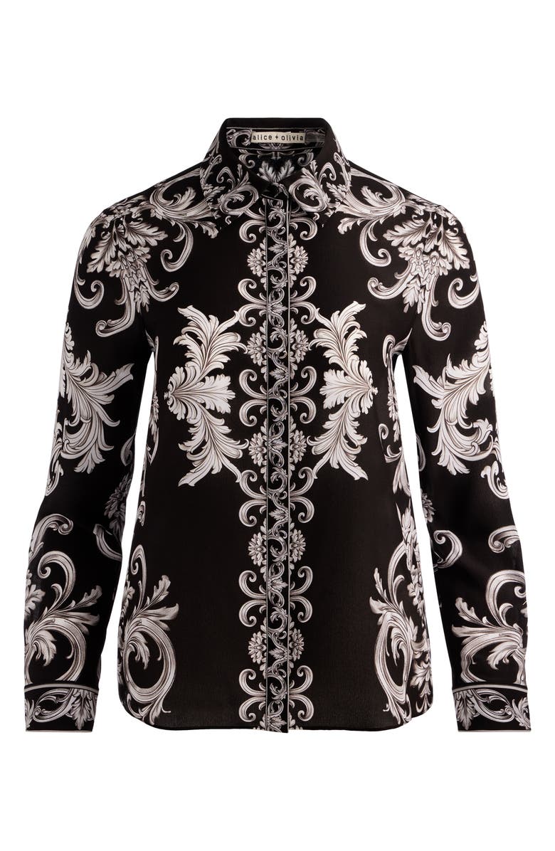 Alice + Olivia Willa Florentine Print Button-Up Shirt, Alternate, color, Winters Tale