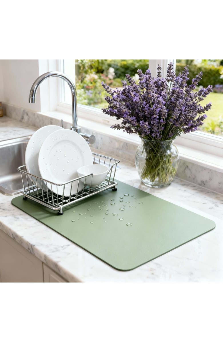 STRABELLA Large Sage Dish Drying Mat, Alternate, color, Multicolored