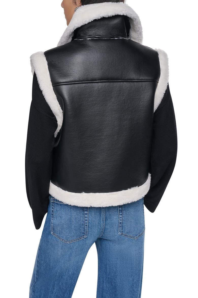 Patch Mix Faux Fur Long Vest, Alternate, color, BLACK/ IVY