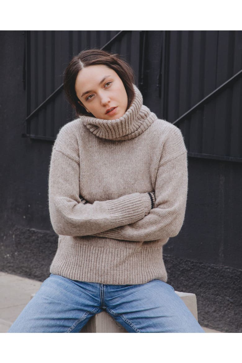 Anku Turtle Neck convertible Sweater, Alternate, color, Beige