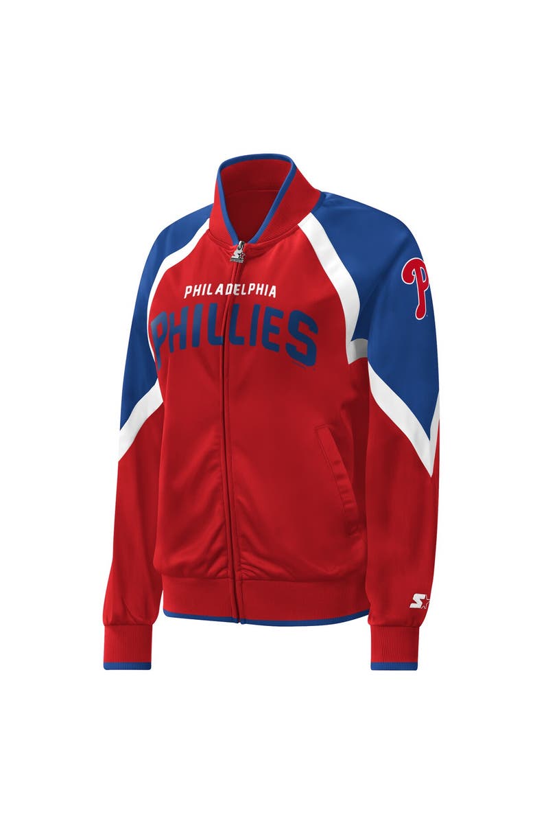STARTER Women's Starter Red Philadelphia Phillies Touchdown Raglan Full-Zip Track Jacket, Alternate, color,