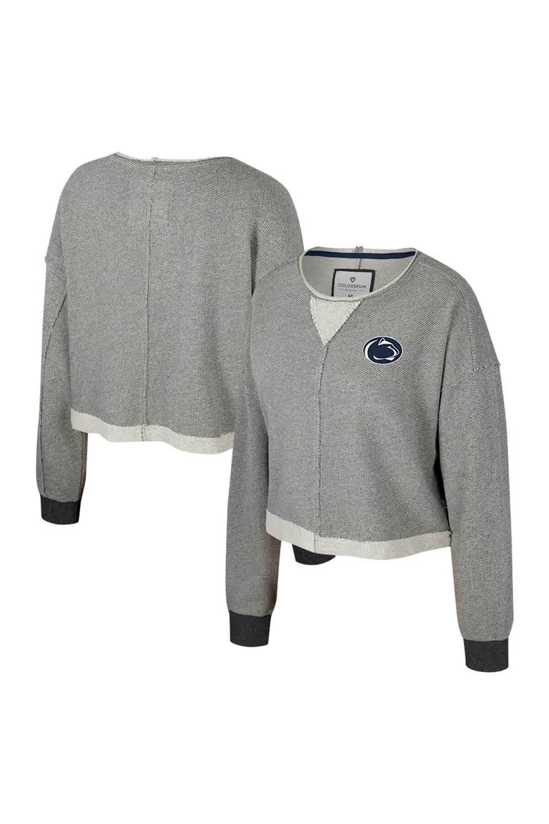 Women's Colosseum Charcoal Penn State Nittany Lions Magnum Scoop Neck Cropped Pullover Sweatshirt, Alternate, color, Charcoal