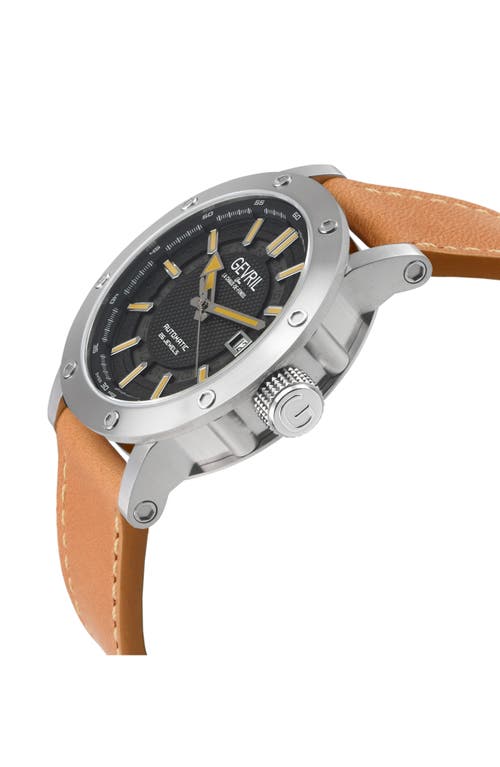 Gevril Flat Iron Limited Edition Leather Strap Watch, 42mm In Brown