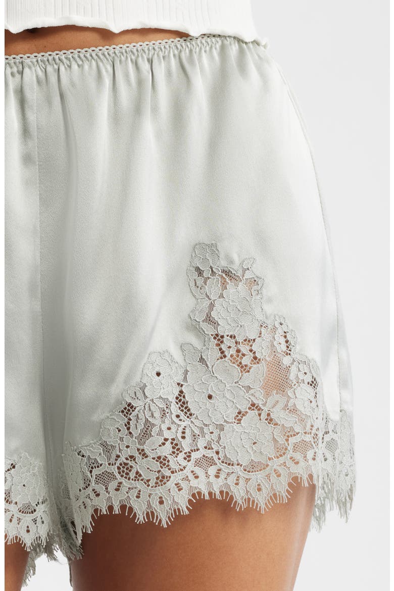 Iona Lace Trim Silk Satin Shorts, Alternate, color, EUCALYPTUS