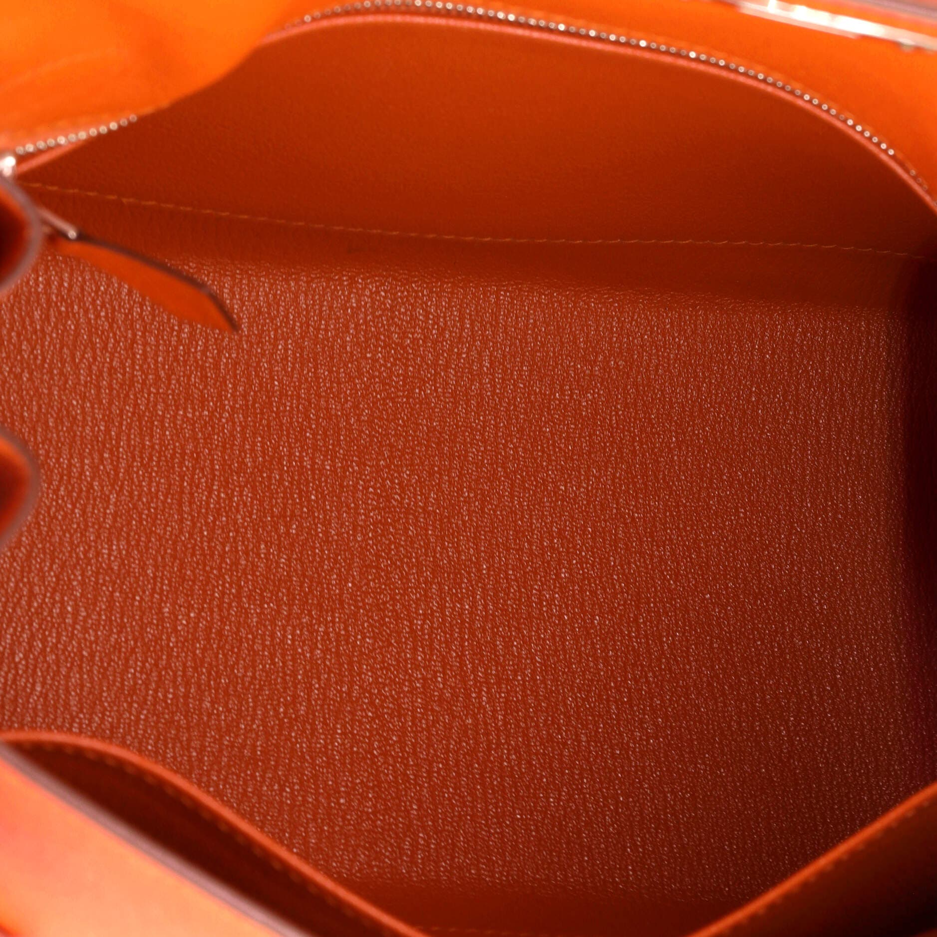 Pre-Owned Hermes Kelly Handbag Orange Epsom with Palladium Hardware 28, Alternate, color, 
