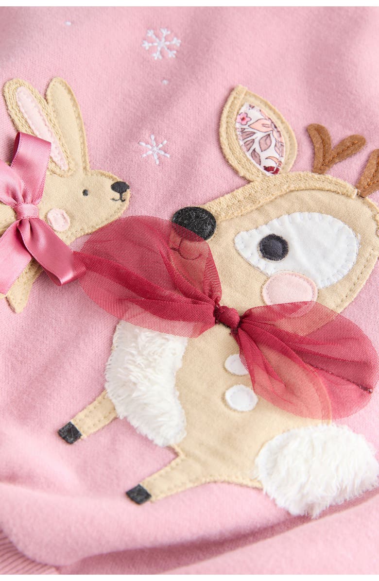 NEXT Kids' Reindeer Appliqué Graphic Sweatshirt & Floral Leggings Set, Alternate, color, Pink