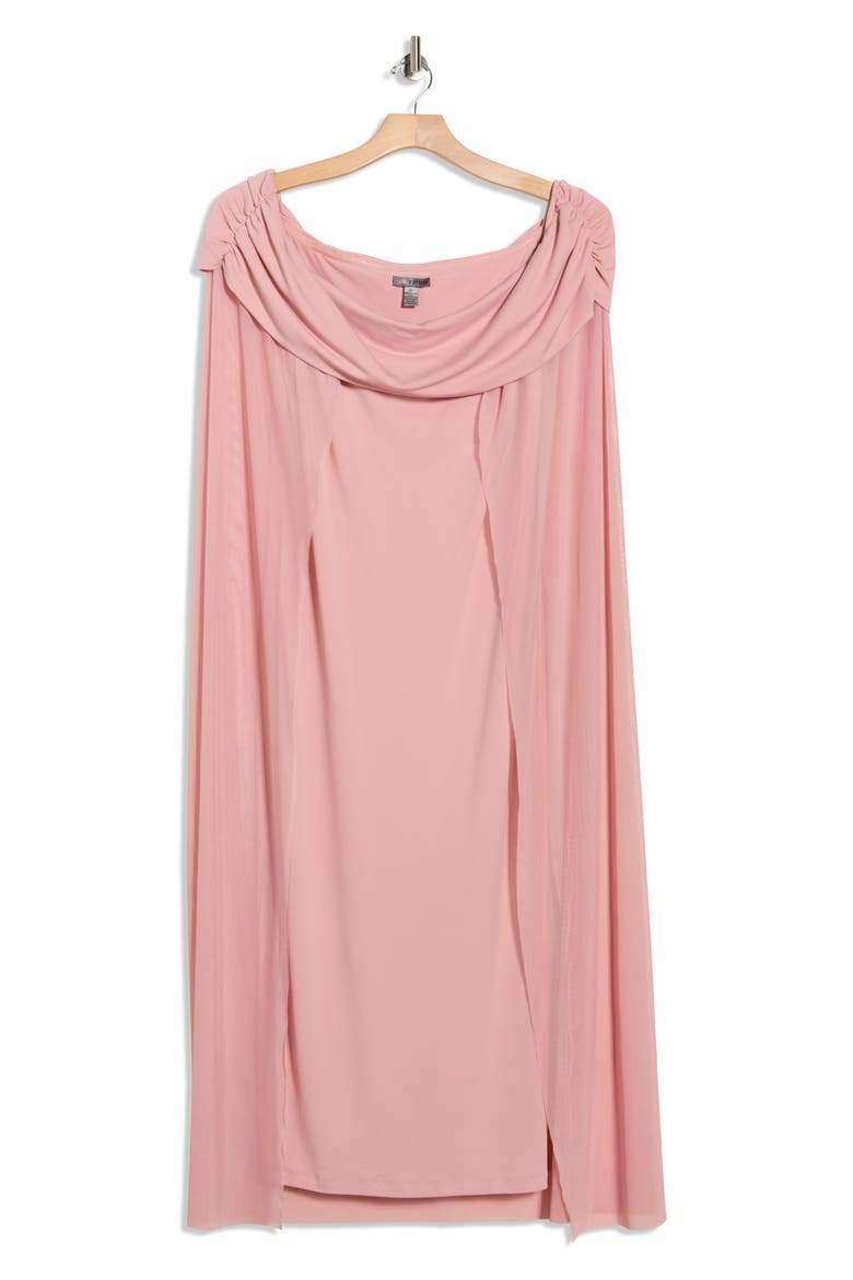 Waverly Off the Shoulder Cape Dress, Alternate, color, BRIDAL ROSE