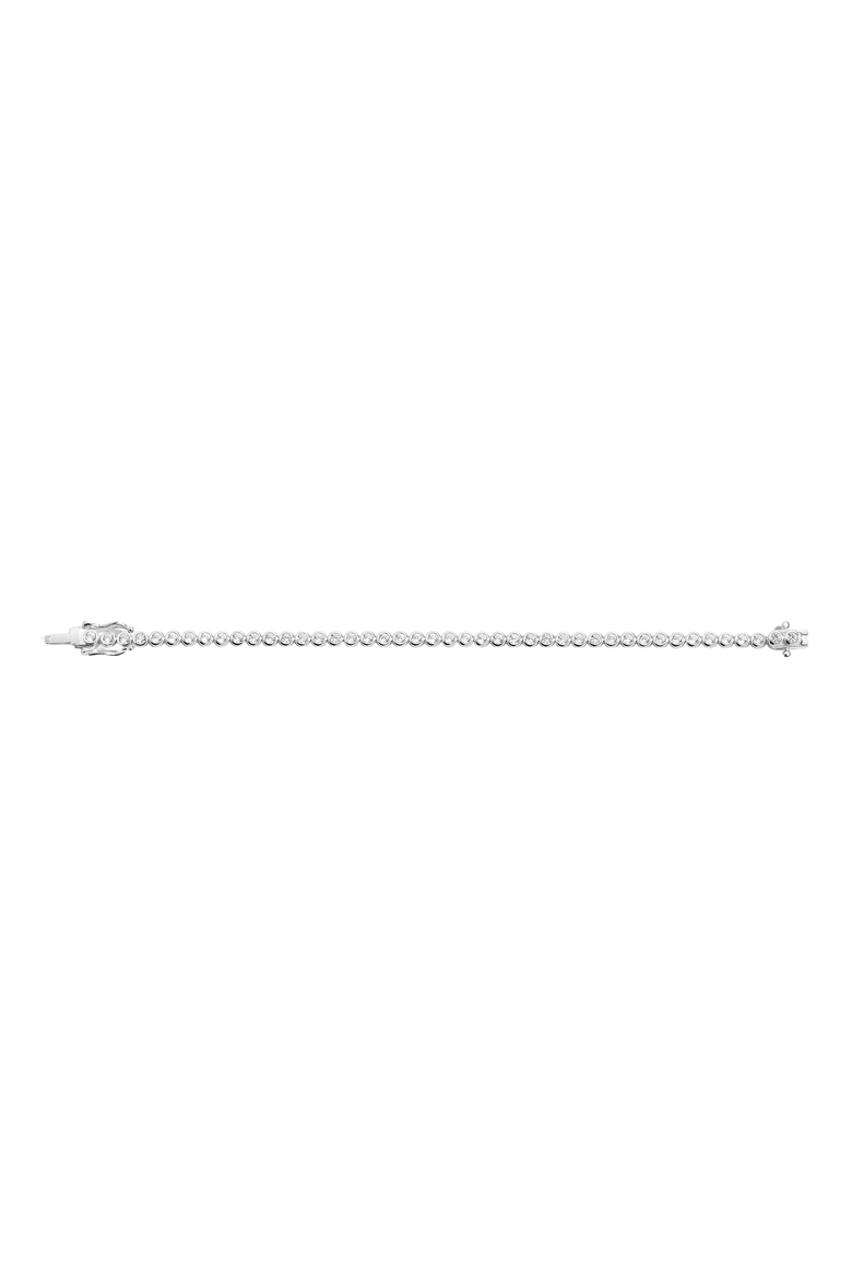 Lab Grown White Sapphire Bezel Tennis Bracelet, Alternate, color, Sterling Silver