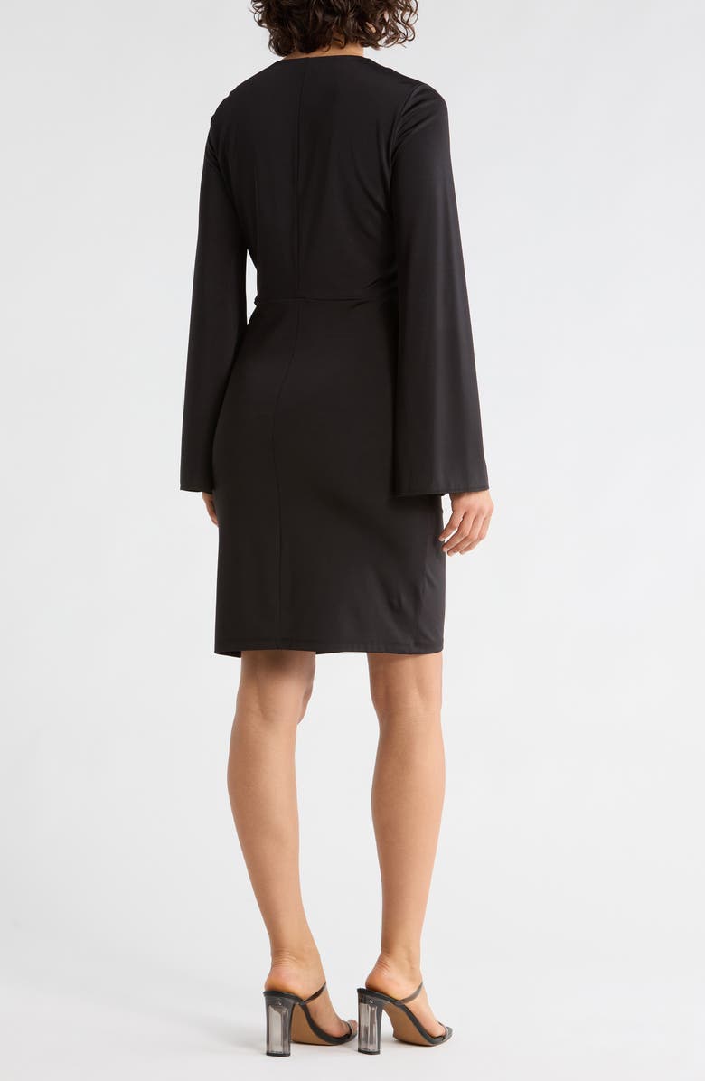 DKNY Knotted Front Long Sleeve Dress, Alternate, color, Black