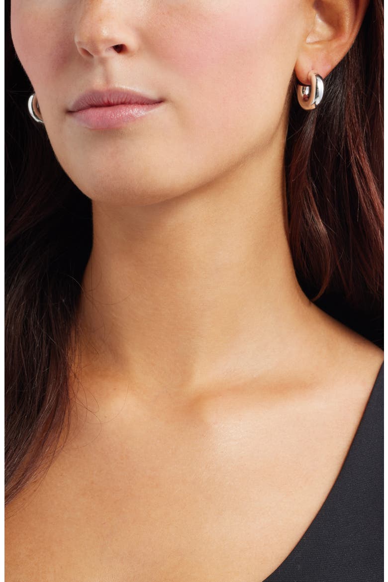 Demi Fine Chunky Hoop Earrings, Alternate, color, STERLING SILVER PLATED