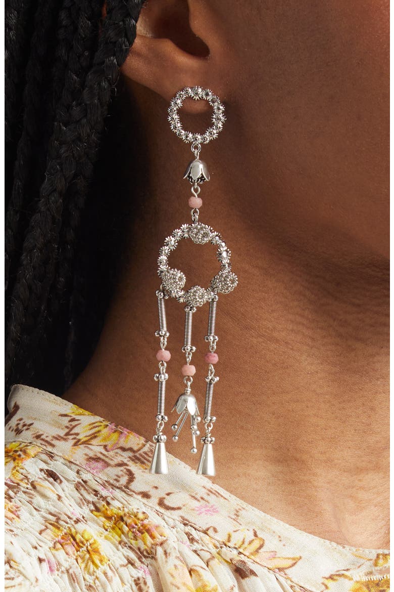 Long Drop Earrings, Alternate, color, ROSEWOOD / SILVER RWSI