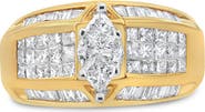 Haus of Brilliance 14K Yellow and White Gold 1 3/4 Cttw Multi Shaped Diamond Ring