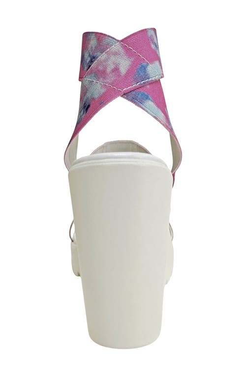Ninety Union Paige Elastic Strap Wedge Sandal In White Multi
