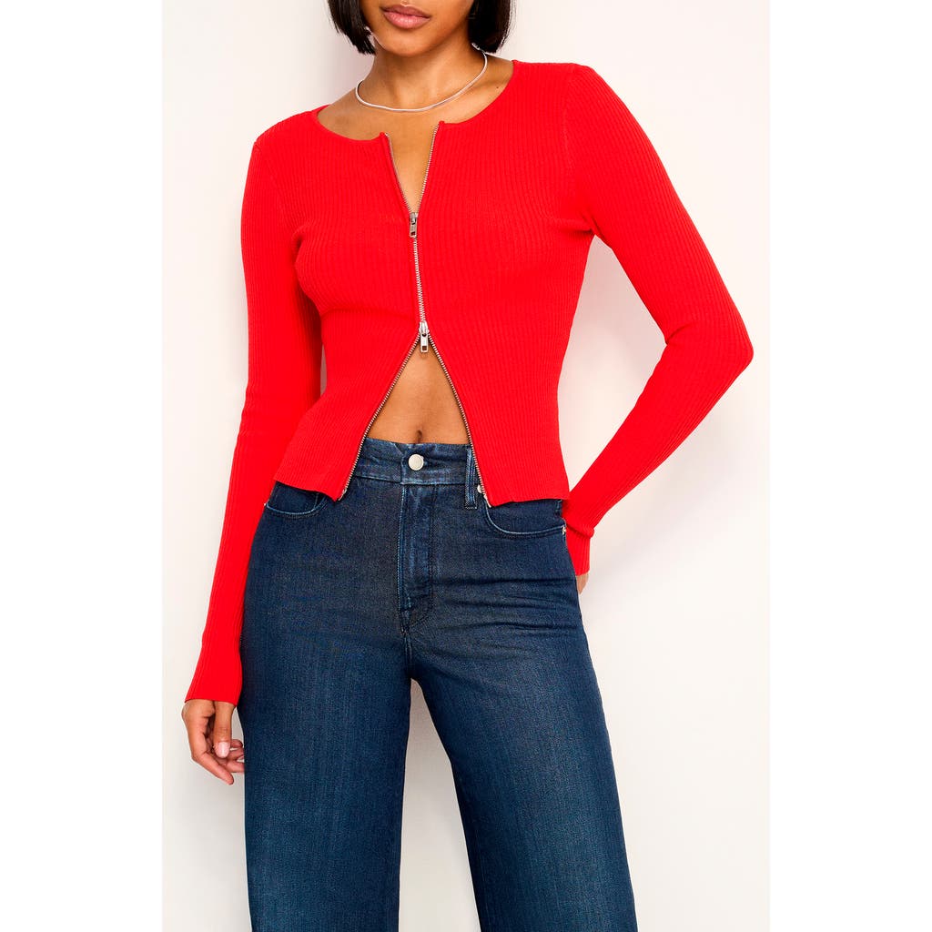 GOOD AMERICAN GOOD AMERICAN VIRGO RIB ZIP CARDIGAN