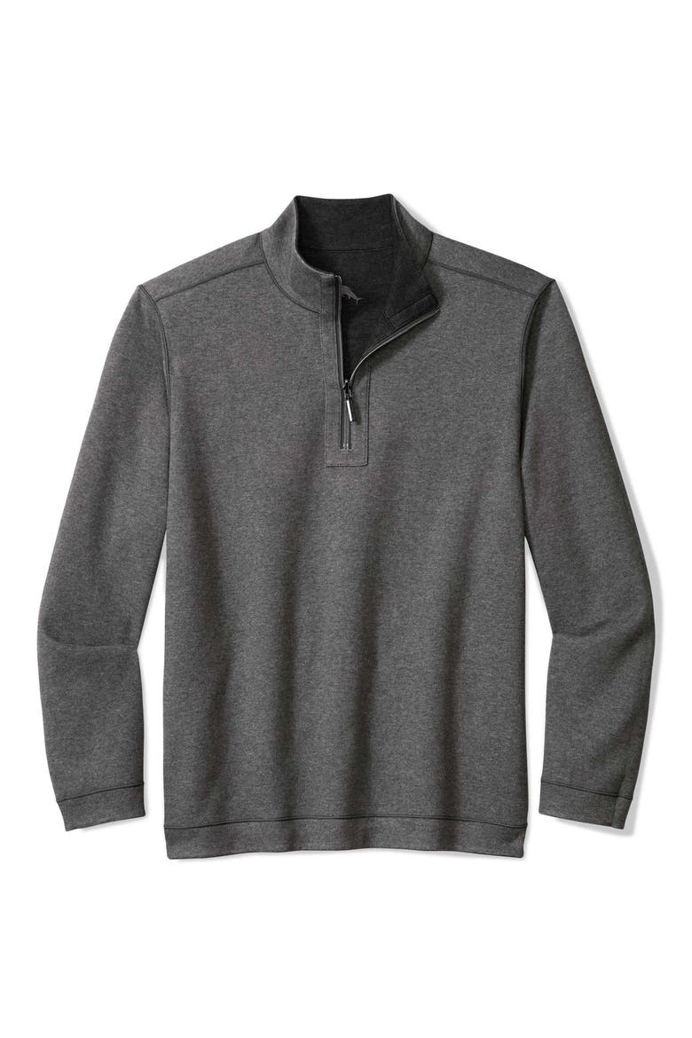 Flipview Reversible Half Zip Pullover, Alternate, color, BLACK HEATHER