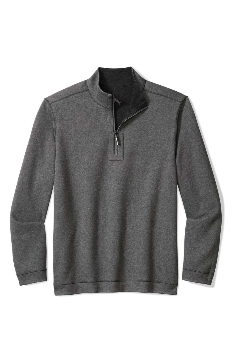 Tommy Bahama Flipview Reversible Half Zip Pullover, Alternate, color, Black Heather