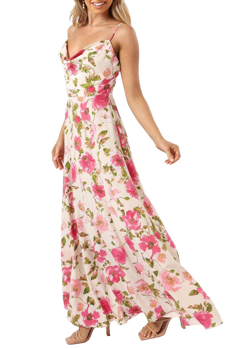 Violetta Floral Cowl Neck Maxi Dress, Alternate, color, IVORY PINK