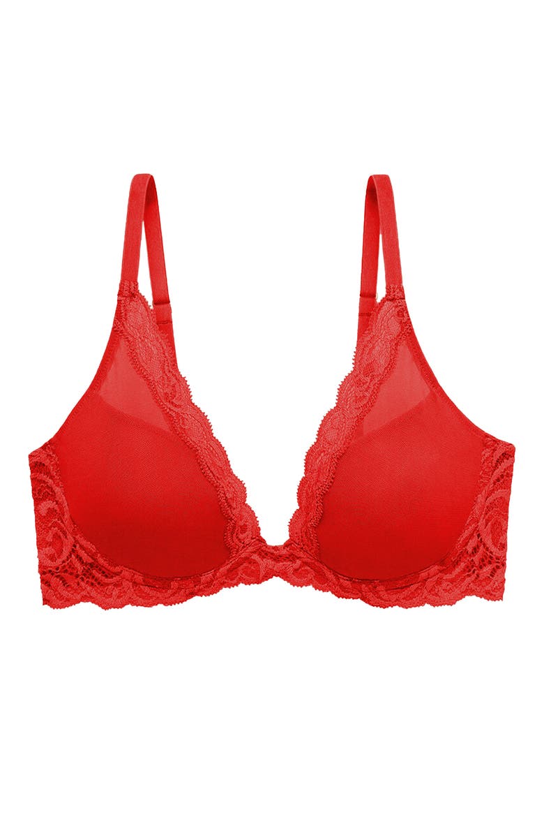 Feathers Plunge T-Shirt Basics Bra, Alternate, color, PAPRIKA