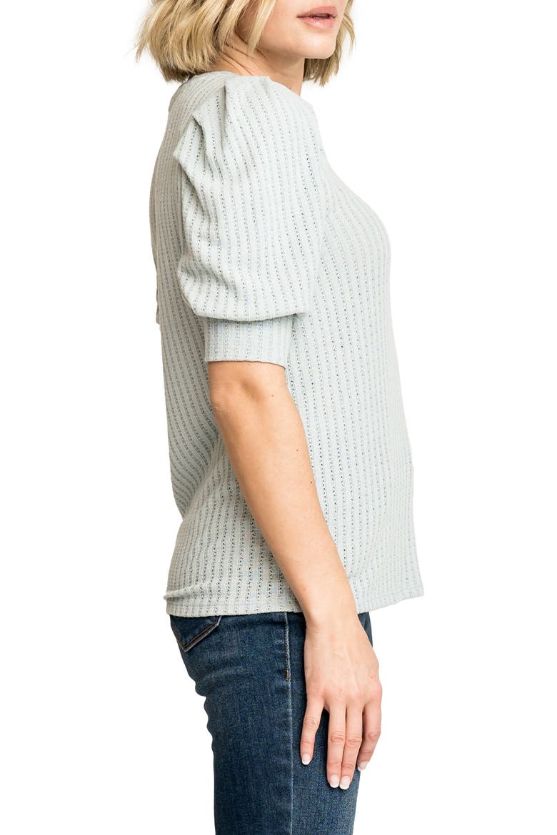 Pointelle Puff Sleeve Knit Top, Alternate, color, CHAMBRAY