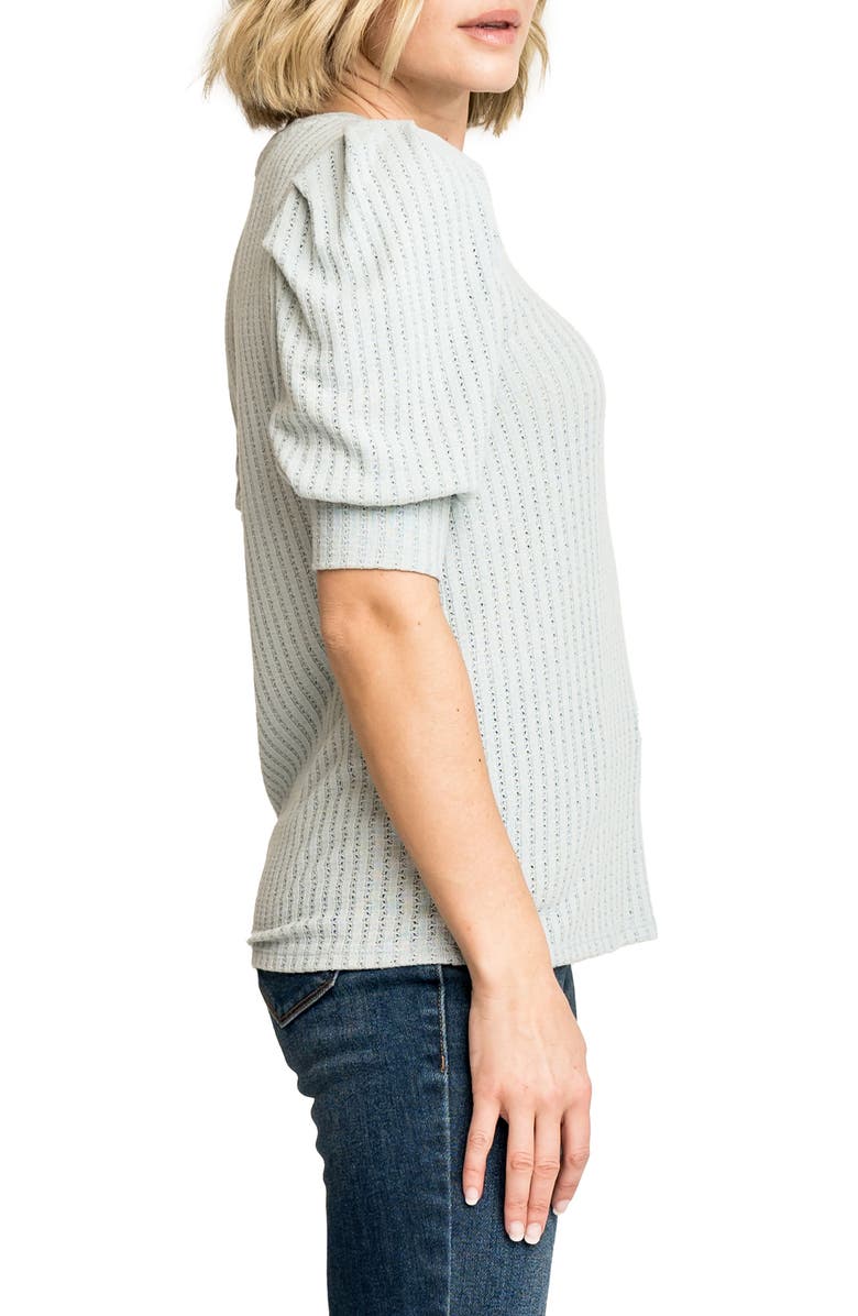 GIBSONLOOK Pointelle Puff Sleeve Knit Top, Alternate, color,
