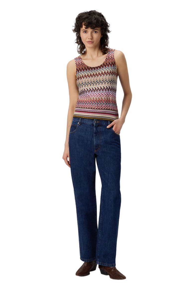 Zigzag Tank Top With Ribbed Detail, Main, color, Multicoloured