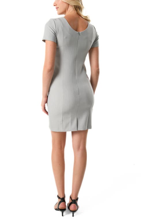 Marion Women's Short Sleeve Maternity & Nursing Knee Length Dress In Italian Stretch Suiting Fabric In Gray