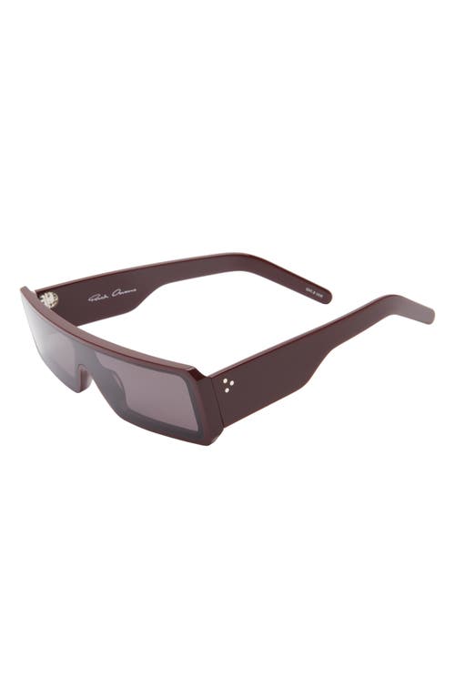 Rick Owens Geth Rectangular Shield Sunglasses In Mahogany Temple/black Lens