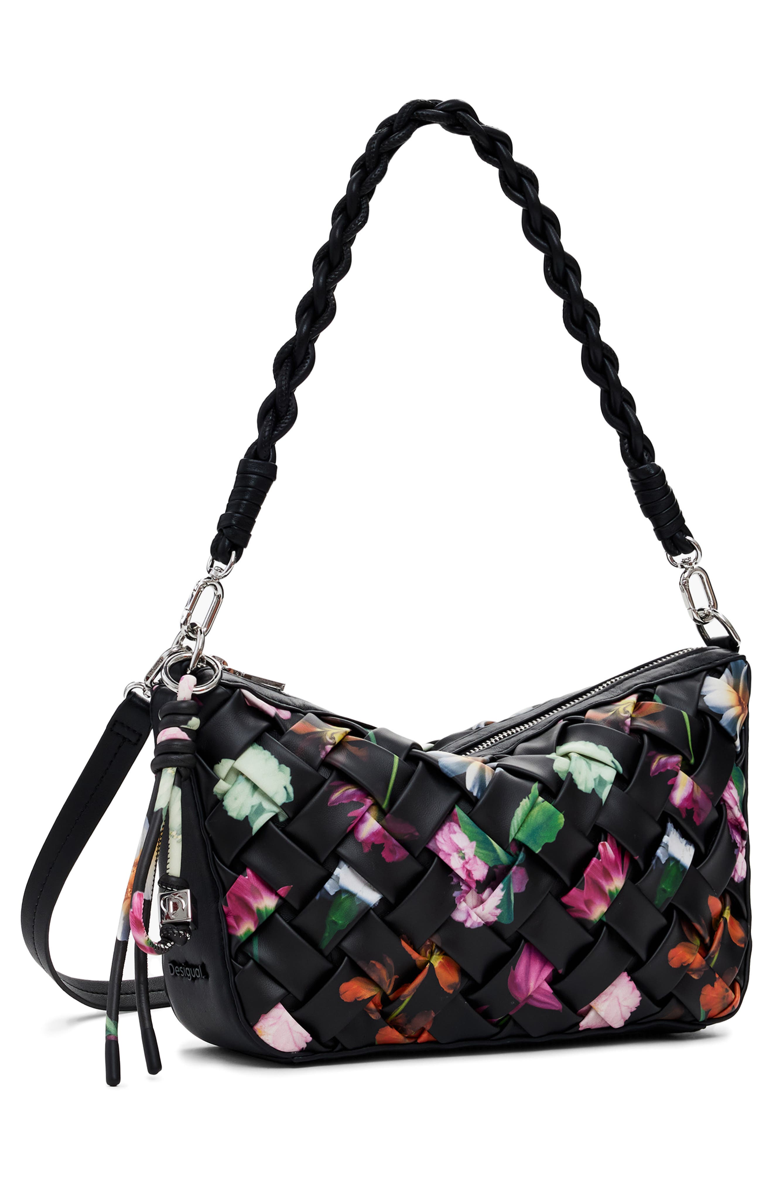 Desigual Floral Woven Shoulder Bag, Alternate, color, 