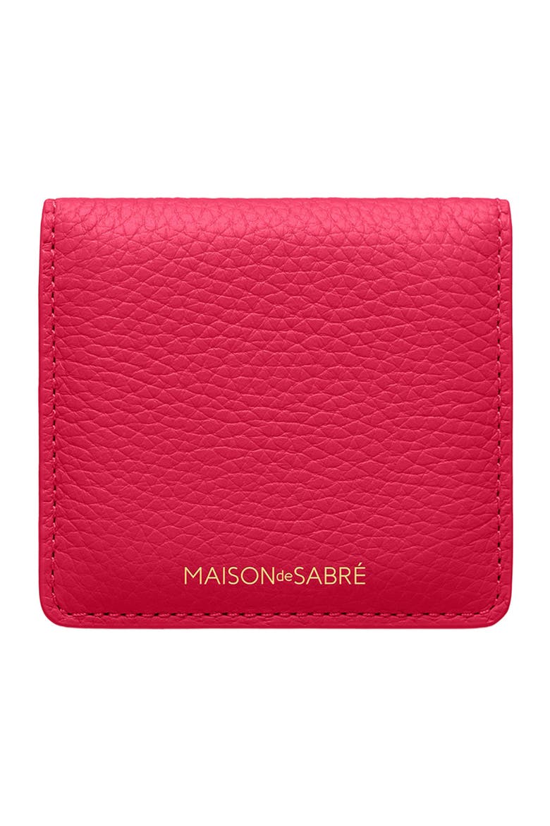 Leather Compact Mirror, Main, color, Fuchsia Lavender