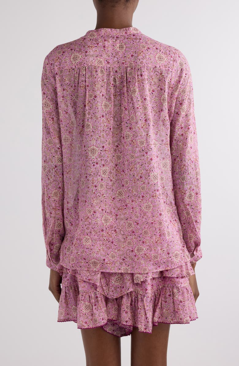 Isabel Marant Étoile Maria Floral Cotton Henley Shirt, Alternate, color, Pink