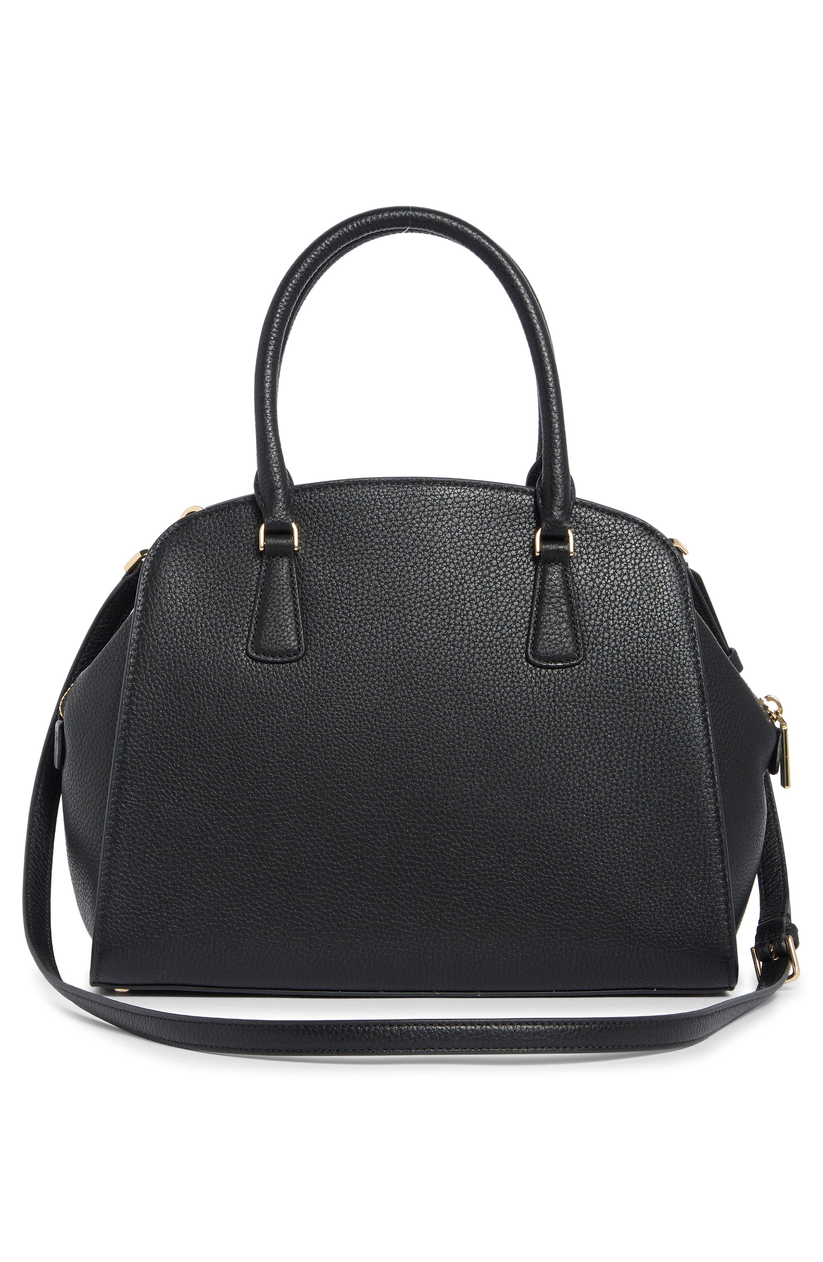 kyla pebble leather satchel bag, Alternate, color, BLACK