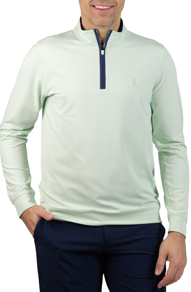 TailorByrd Micro Grid Quarter Zip Performance Pullover, Main, color, Aloe