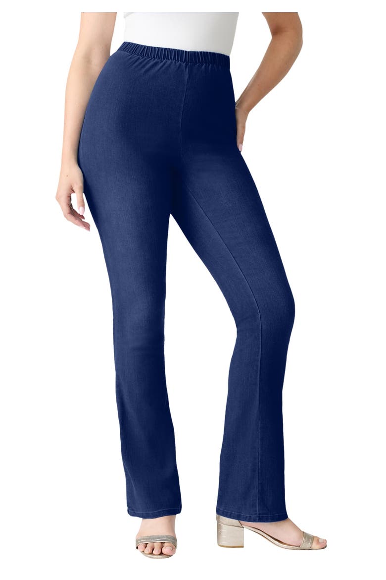 Plus Size Comfort Stretch Bootcut Jean, Main, color, DARK WASH SANDED