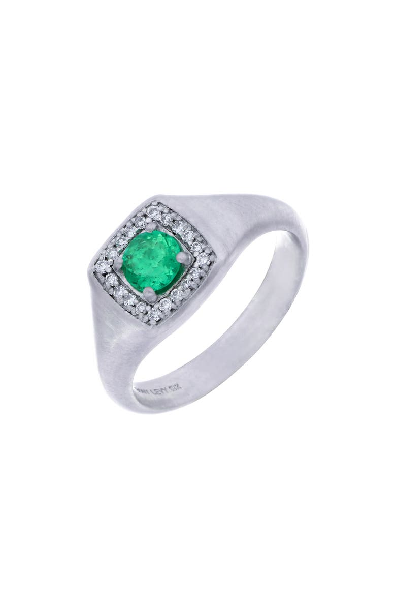 Bony Levy 18K White Gold Emerald & Diamond Ring - Size 6.5, Main, color, 