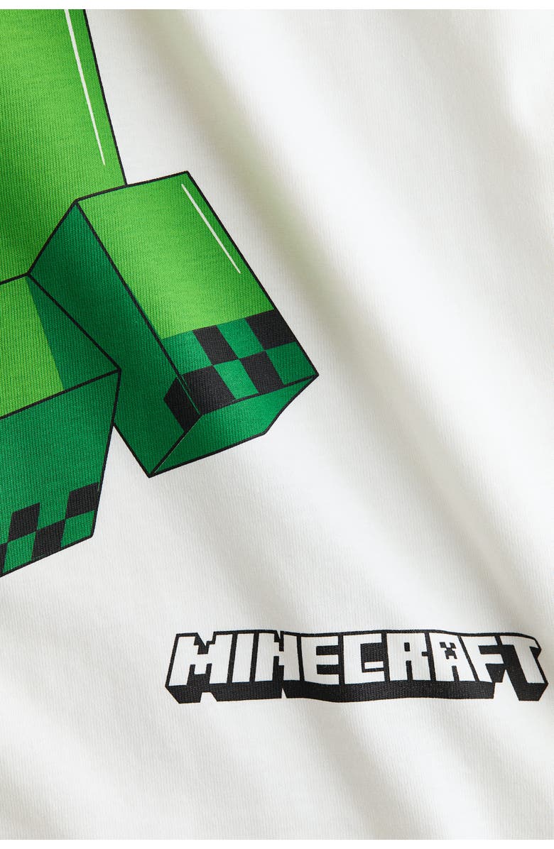 H&M Oversized Printed T-shirt, Alternate, color, White/Minecraft