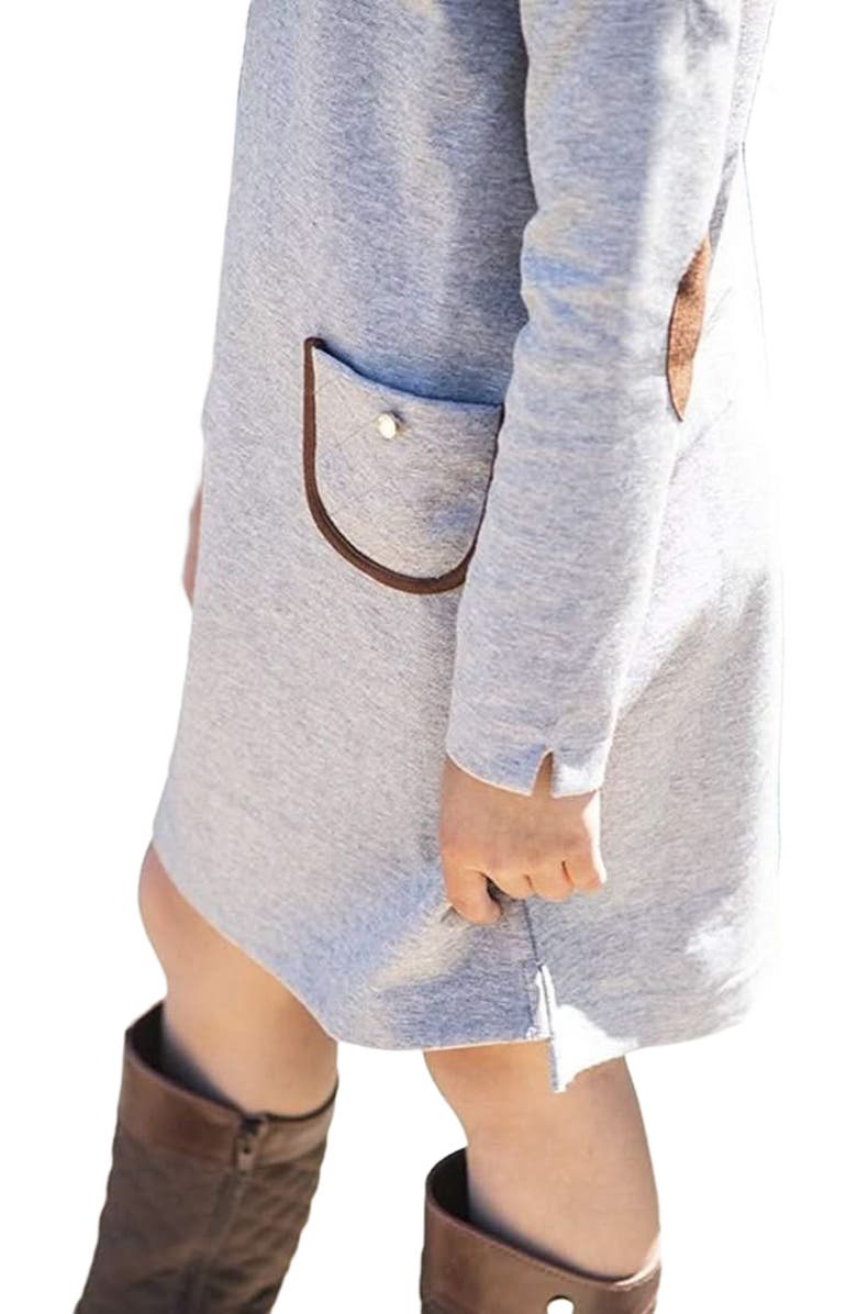 Hope & Henry Kids' Long Sleeve Quilted Ponte Riding Dress, Alternate, color, Gray Heather