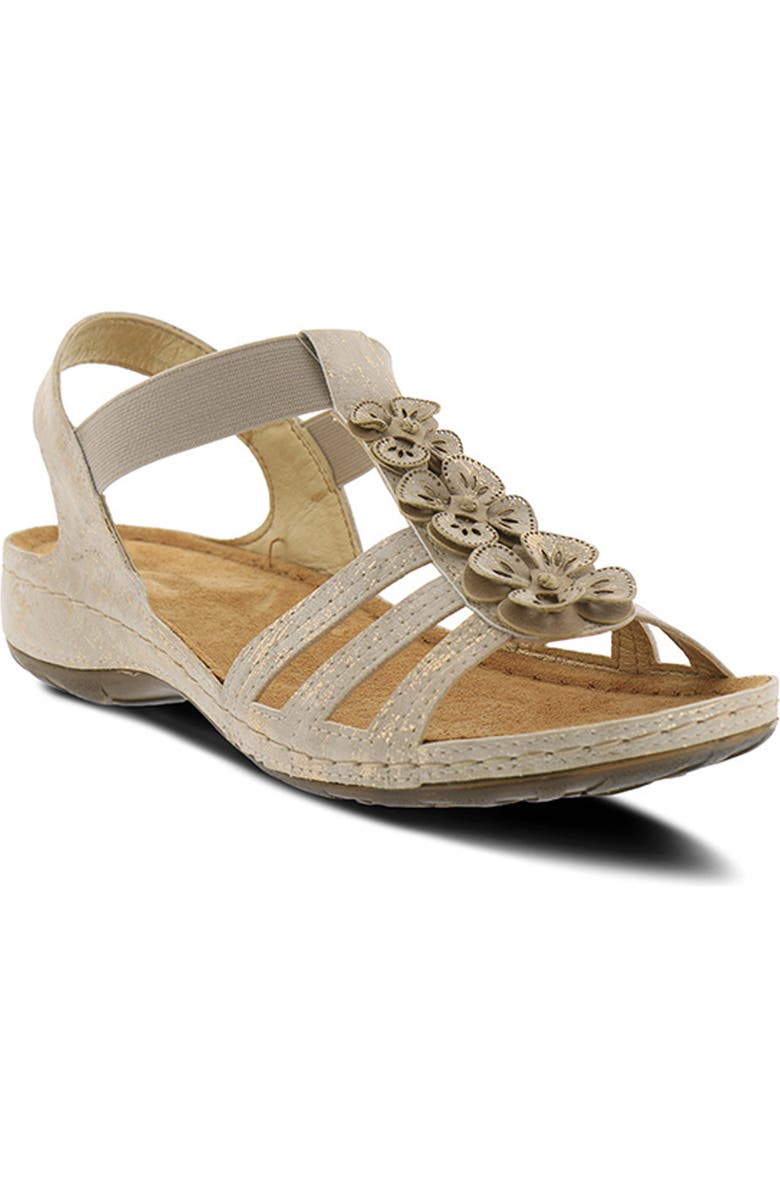 Flexus by Spring Step Adede Cage Sandal, Main, color, Soft Gold Patent Leather