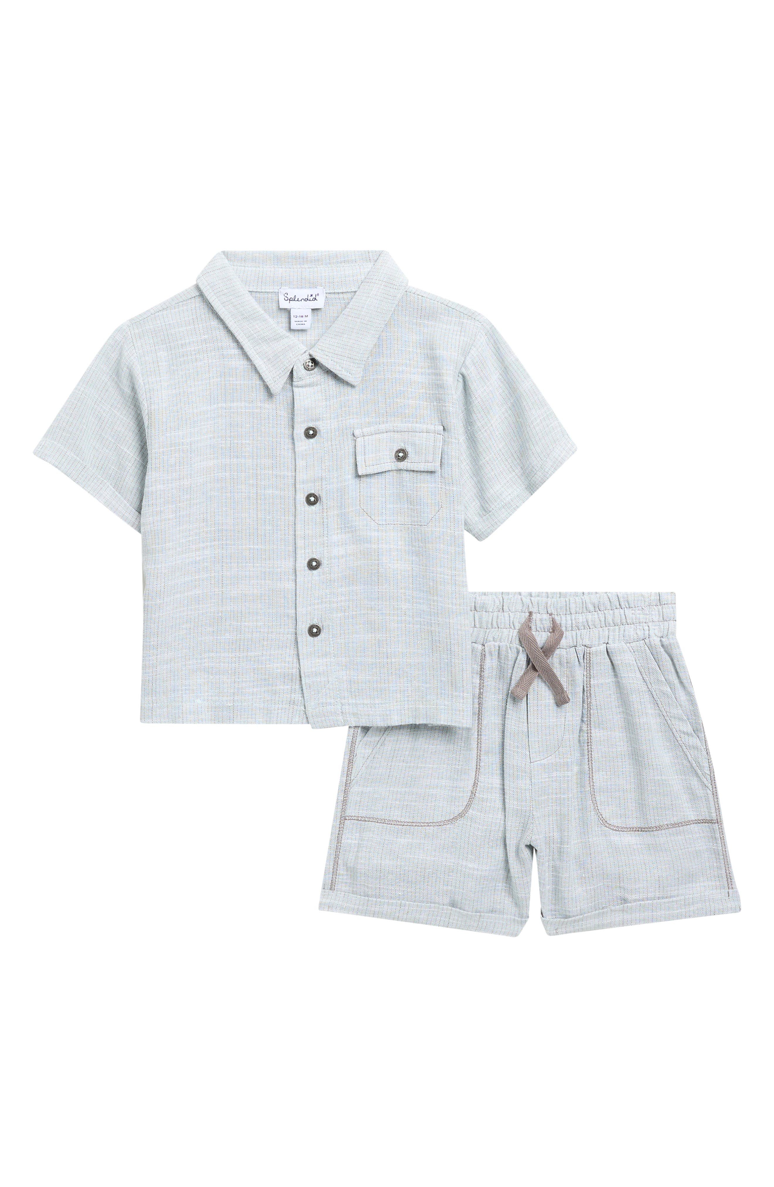 Splendid Boardwalk Short Sleeve Button-Up Shirt & Shorts Set