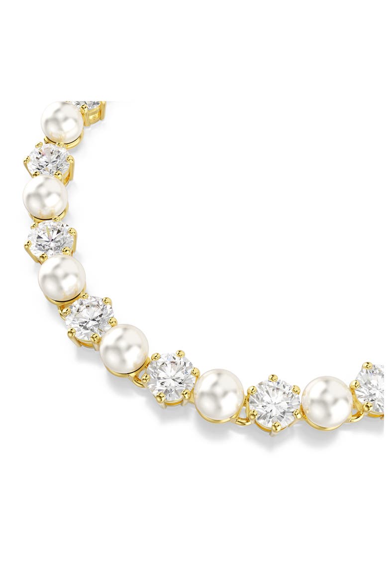 Matrix Crystal & Faux Pearl Tennis Bracelet, Alternate, color, WHITE/ GOLD