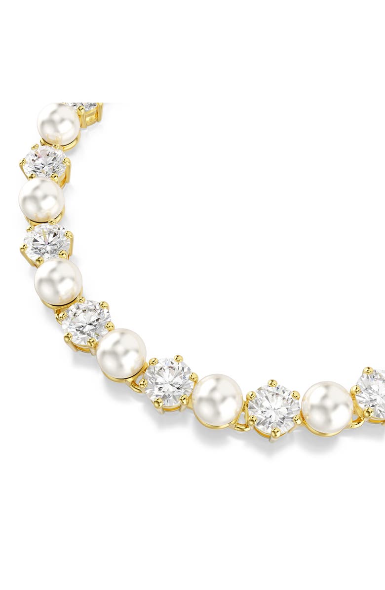 Swarovski Matrix Crystal & Faux Pearl Tennis Bracelet, Alternate, color, White/ Gold