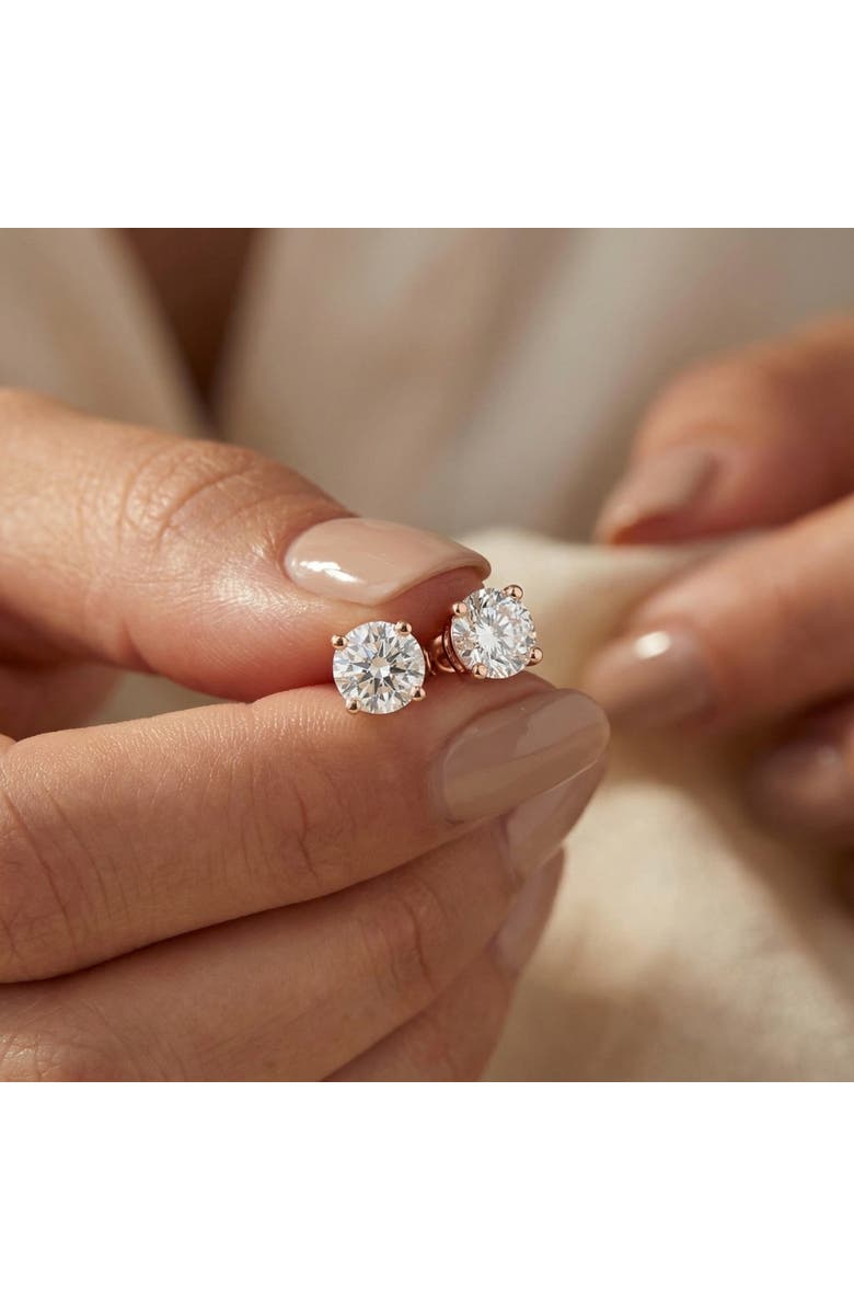 Bliss Diamond Certified 1 cttw Round Cut Natural Diamond Studs 14K Gold, Alternate, color, 14K Rose Gold